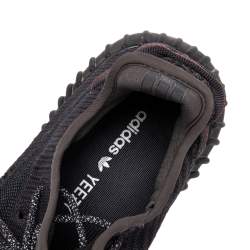 Pre Owned Yeezy x adidas Black Knit Fabric Boost 350 V2 Static Low Top Sneakers Size 44