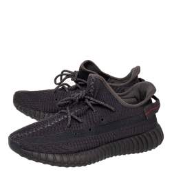 Pre Owned Yeezy x adidas Black Knit Fabric Boost 350 V2 Static Low Top Sneakers Size 44
