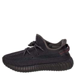 Pre Owned Yeezy x adidas Black Knit Fabric Boost 350 V2 Static Low Top Sneakers Size 44