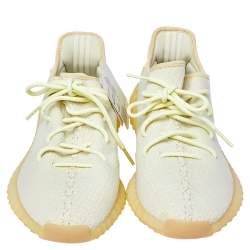 Pre Owned Yeezy Boost 350 V2 "Butter" Green Knit Fabric Lace Up Sneaker Size 44