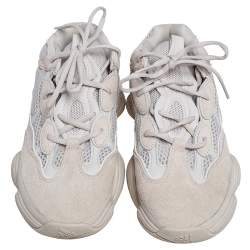 Pre Owned حذاء رياضي أديداس × ييزي 500 بلوش سويدي وشبك بيج مقاس 41 1/3