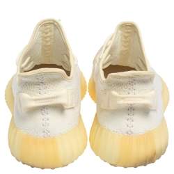 Pre Owned Yeezy x Adidas Boost 350 V2 Cream/Triple White Knit Fabric Lace Up Sneaker Size 44.5