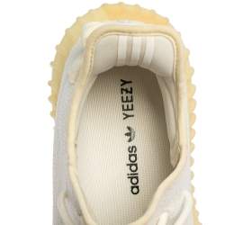 Pre Owned Yeezy x Adidas Boost 350 V2 Cream/Triple White Knit Fabric Lace Up Sneaker Size 44.5