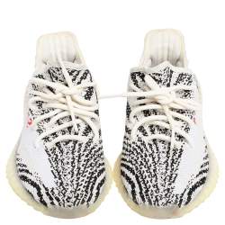 Pre Owned حذاء رياضي ييزي x أديداس بوست 350 ڨي2 زيبرا قماش تريكو أسود/أبيض منخفض من أعلى مقاس 38 2/3 