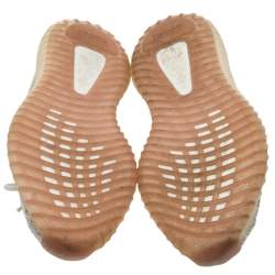 Pre Owned Yeezy x adidas Beige/Grey Knit Fabric Boost 350 V2 Citrin Low Top Sneakers Size 42