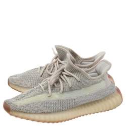 Pre Owned Yeezy x adidas Beige/Grey Knit Fabric Boost 350 V2 Citrin Low Top Sneakers Size 42