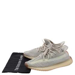 Pre Owned Yeezy x adidas Beige/Grey Knit Fabric Boost 350 V2 Citrin Low Top Sneakers Size 42
