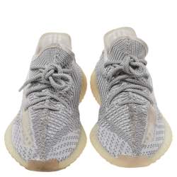 مملوكة مسبقًا Yeezy x adidas White/Grey Knit Fabric Boost 350 V2 Static Low Top Sneakers Size 42