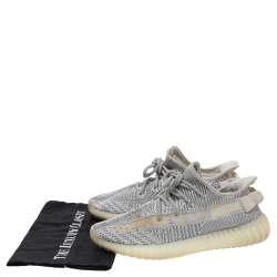 مملوكة مسبقًا Yeezy x adidas White/Grey Knit Fabric Boost 350 V2 Static Low Top Sneakers Size 42