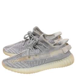 مملوكة مسبقًا Yeezy x adidas White/Grey Knit Fabric Boost 350 V2 Static Low Top Sneakers Size 42