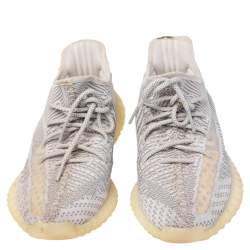 Pre Owned Yeezy x Adidas White/Grey Knit Fabric Boost 350 V2 Static Non Reflective Sneakers Size 44