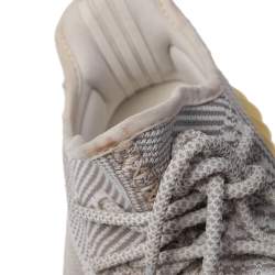 Pre Owned Yeezy x Adidas White/Grey Knit Fabric Boost 350 V2 Static Non Reflective Sneakers Size 44