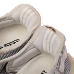 Pre Owned Yeezy x Adidas White/Grey Knit Fabric Boost 350 V2 Static Non Reflective Sneakers Size 44
