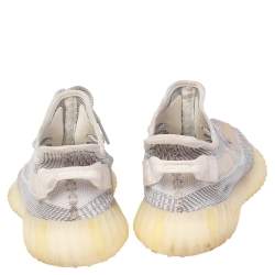 Pre Owned Yeezy x Adidas White/Grey Knit Fabric Boost 350 V2 Static Non Reflective Sneakers Size 44