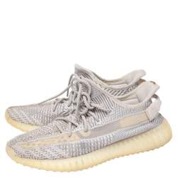Pre Owned Yeezy x Adidas White/Grey Knit Fabric Boost 350 V2 Static Non Reflective Sneakers Size 44