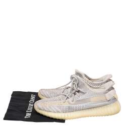 Pre Owned Yeezy x Adidas White/Grey Knit Fabric Boost 350 V2 Static Non Reflective Sneakers Size 44