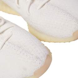 Pre Owned Yeezy x Adidas White Knit Fabric Boost 350 V2 Cream/Triple White Sneakers Size 44