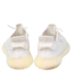 Pre Owned Yeezy x Adidas White Knit Fabric Boost 350 V2 Cream/Triple White Sneakers Size 44