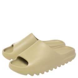 Pre Owned Yeezy x Adidas Green Rubber Resin Slides Size 46