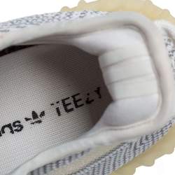 Pre Owned Yeezy x adidas White/Grey Knit Fabric Boost 350 V2 Static Non Reflective Sneakers Size 40 2/3