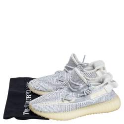 Pre Owned Yeezy x adidas White/Grey Knit Fabric Boost 350 V2 Static Non Reflective Sneakers Size 40 2/3