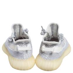 Pre Owned Yeezy x adidas White/Grey Knit Fabric Boost 350 V2 Static Non Reflective Sneakers Size 40 2/3