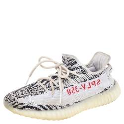 Yeezy x adidas White/Black Knit Fabric Boost 350 V2 Zebra Low Top Sneakers Size 41 1/3