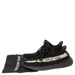 Pre Owned Yeezy x Adidas Core Black/White Knit Fabric Boost 350 V2 Sneakers Size 42 2/3