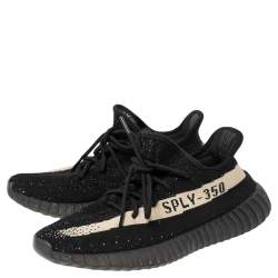Pre Owned Yeezy x Adidas Core Black/White Knit Fabric Boost 350 V2 Sneakers Size 42 2/3