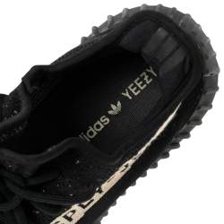 Pre Owned Yeezy x Adidas Core Black/White Knit Fabric Boost 350 V2 Sneakers Size 42 2/3