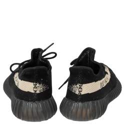 Pre Owned Yeezy x Adidas Core Black/White Knit Fabric Boost 350 V2 Sneakers Size 42 2/3