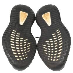 Pre Owned Yeezy x Adidas Core Black/White Knit Fabric Boost 350 V2 Sneakers Size 42 2/3