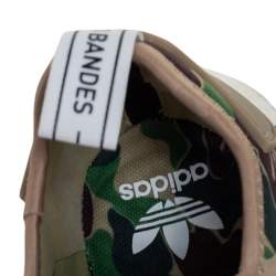 Pre Owned Adidas NMD R1 Bape Olive Camo Nylon Low Top Sneakers Size 42.5