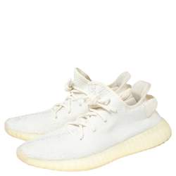 Yeezy x Adidas White Knit Fabric Boost 350 V2 Cream/Triple White Sneakers Size 43 1/3