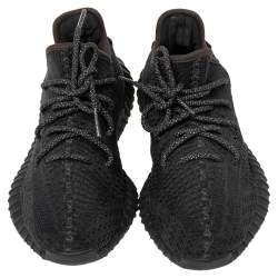 Pre Owned حذاء رياضي ييزي x أديداس بوست 350 V2  ستاتيك ريفلكتيف قماش تريكو أسود مقاس 39 1/3