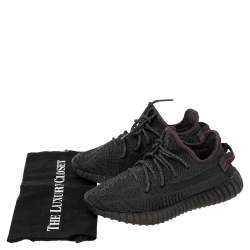 Pre Owned حذاء رياضي ييزي x أديداس بوست 350 V2  ستاتيك ريفلكتيف قماش تريكو أسود مقاس 39 1/3