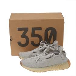 Pre Owned Yeezy x adidas Grey Knit Fabric Sesame Boost 350 V2 Low Top Sneakers Size 36