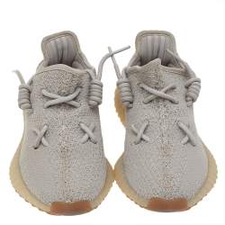 Pre Owned Yeezy x adidas Grey Knit Fabric Sesame Boost 350 V2 Low Top Sneakers Size 36