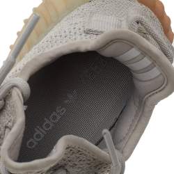 Pre Owned Yeezy x adidas Grey Knit Fabric Sesame Boost 350 V2 Low Top Sneakers Size 36