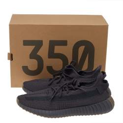 Pre Owned Yeezy x adidas Black Knit Fabric Boost 350 V2 Cinder Low Top Sneakers Size 46