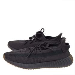 Pre Owned Yeezy x adidas Black Knit Fabric Boost 350 V2 Cinder Low Top Sneakers Size 46