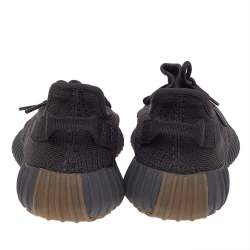 Pre Owned Yeezy x adidas Black Knit Fabric Boost 350 V2 Cinder Low Top Sneakers Size 46