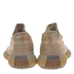 مملوكة مسبقًا Yeezy x adidas Brown Knit Fabric Boost 350 V2 Sand Taupe Low Top Sneakers Size 43 1/3