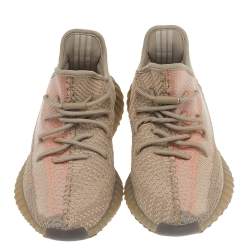 مملوكة مسبقًا Yeezy x adidas Brown Knit Fabric Boost 350 V2 Sand Taupe Low Top Sneakers Size 43 1/3