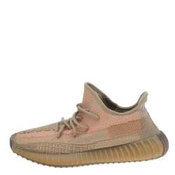 مملوكة مسبقًا Yeezy x adidas Brown Knit Fabric Boost 350 V2 Sand Taupe Low Top Sneakers Size 43 1/3