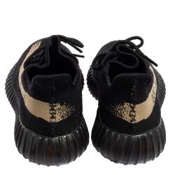 Pre Owned Yeezy x Adidas Core Black/Green Knit Fabric Boost 350 V2 Sneakers Size 43 1/3