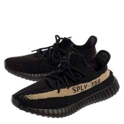 Pre Owned Yeezy x Adidas Core Black/Green Knit Fabric Boost 350 V2 Sneakers Size 43 1/3