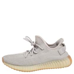 Pre Owned Yeezy x Adidas Grey Knit Fabric Boost 350 V2 Sesame Sneakers Size 42 2/3