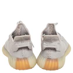 Pre Owned Yeezy x Adidas Grey Knit Fabric Boost 350 V2 Sesame Sneakers Size 42 2/3