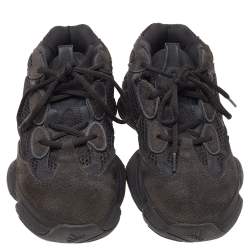 Pre Owned حذاء رياضي ييزي x اديداس ييزي 500 سويدي وشبك أسود يوتيلتي عنق منخفض مقاس 38 2/3